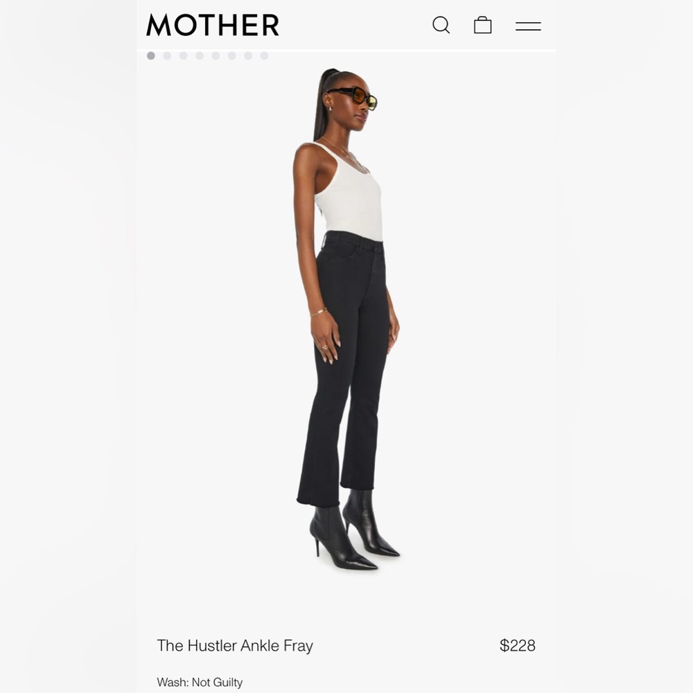 MOTHER The Hustler Ankle Fray Boot Cut Jeans in Black